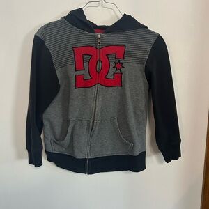 DC Kids Hoodie in Gray and Black with Red Logo